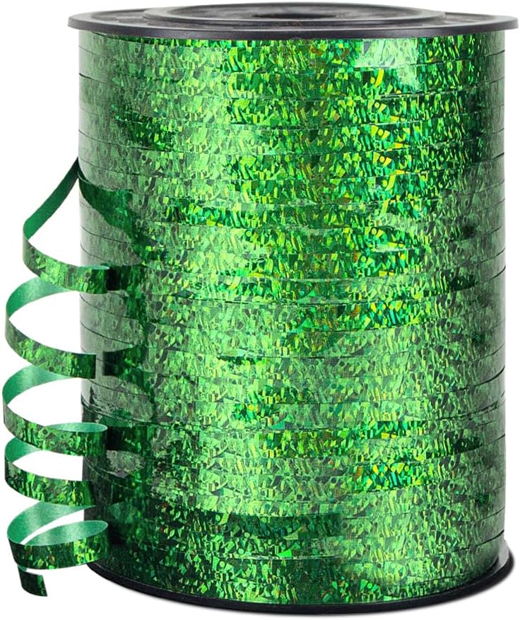 HimBen 500 Yards Curling Ribbon for Gift Wrapping, 3/16" Balloon String for Christmas Valentine Birthday Wedding Party Festival Decoration, Crafts, Flower Bouquet(Laser Green) - Image 1